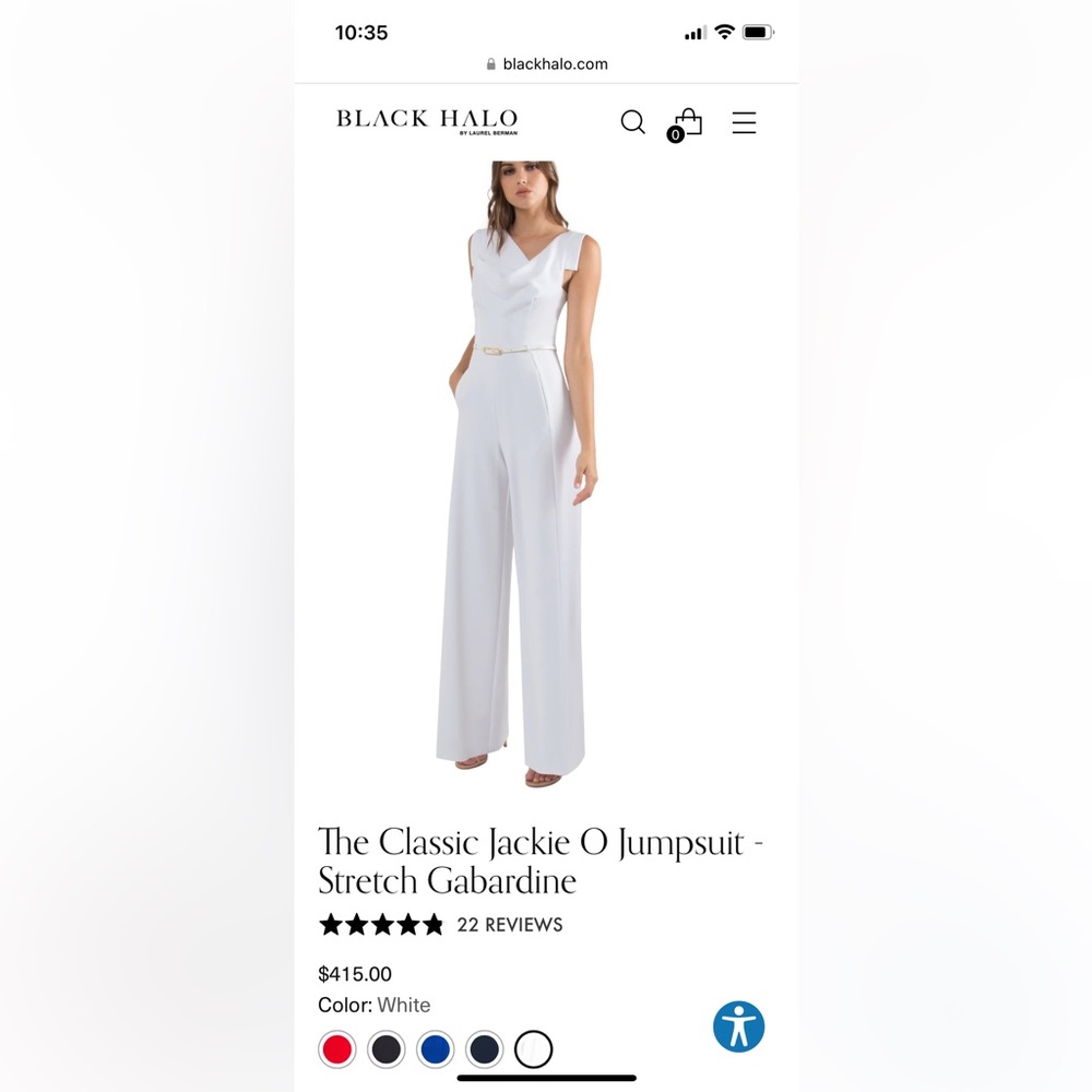 NWT Black Halo Jackie O Jumpsuit (White) (Size 4)